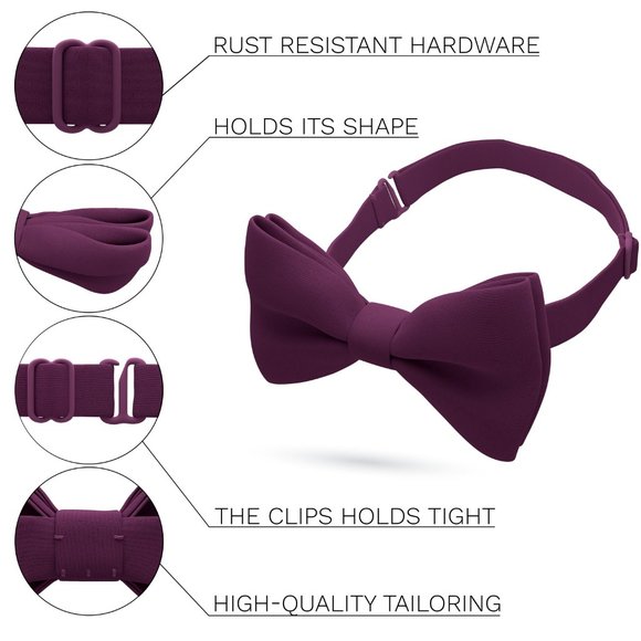 Classic Pre-Tied Soft Crape Bow Tie for Adults & Children, by Bow Tie House - Picture 2 of 5